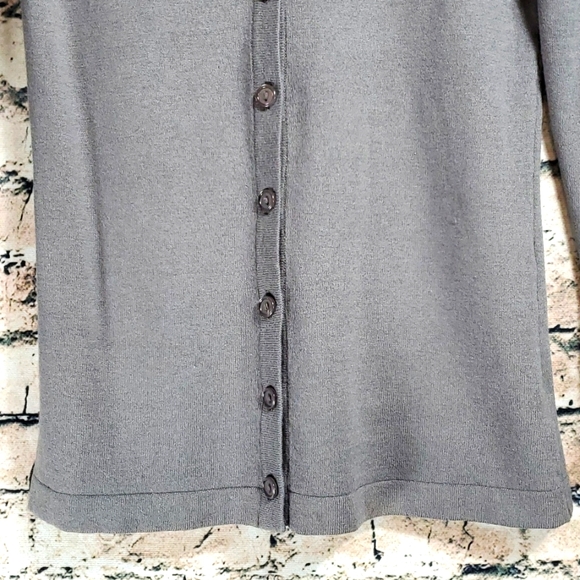 Posh Knit by Loius Dell'Olio | Gypsy Boho Prairiecore Gray Cardigan Sweater - Picture 6 of 9